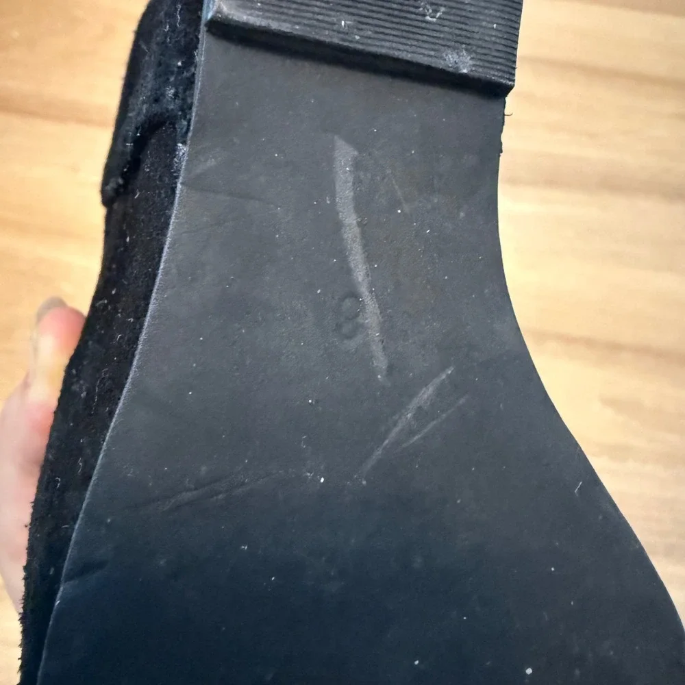 Jeffrey Campbell Wedge Heels 8 Handmade Havana Black Suede Platform ZigZag Clear